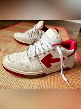 Off White Out Of Office Mens Sneakers - Red White - Size 46 / 13 US - SHIPS ASAP